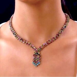 AAA Multi-Tourmaline Necklace Platinum Over Sterling Silver, 18 Inches 19.20 CWT